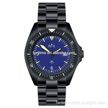 stainless steel military IP balck watch